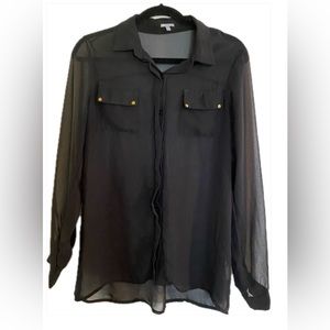 Charlotte Russe Sheer Black Dress Shirt